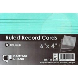 Ruled Record Cards 6x4 Green