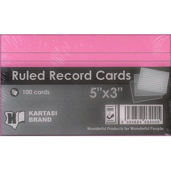 Ruled Record Cards 5x3 Pink