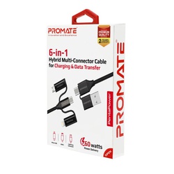 Promate 6-in-1 USB C Hub 60W 1.2Mtrs Cable PENTAPOWER