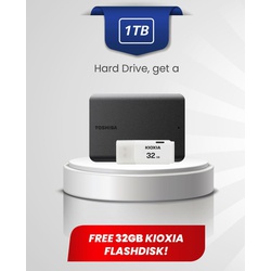 Toshiba Canvio Basics 1TB 2.5" External Hard Drive USB 3.2 (Free 32GB Flashdisk)