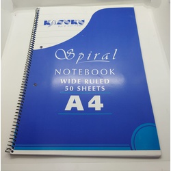 Kasuku Spiral Notebook Wide Ruled A4 50 Sheets