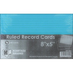 Ruled Record Cards 8x5 Blue