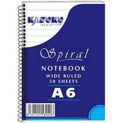 Kasuku Spiral Notebook Wide Ruled A6 50 Sheets