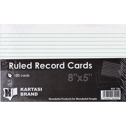 Ruled Record Cards 8x5 White