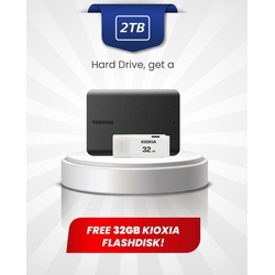 Toshiba Canvio Basics 2TB 2.5" External Hard Drive USB 3.2(Free 32GB Flashdisk)