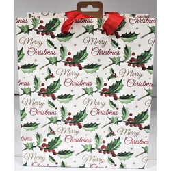 Christmas Gift Bag Holly Script Medium 31274-3