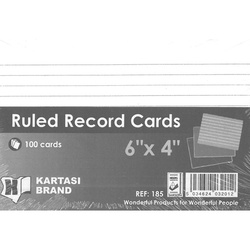 Ruled Record Cards 6x4 White