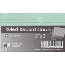 Ruled Record Cards 5x3 Green