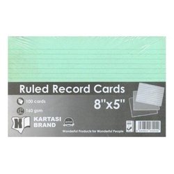 Ruled Record Cards 8x5 Green