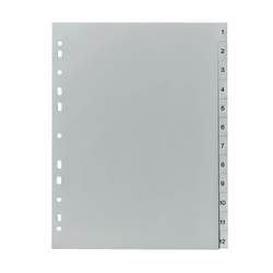 Herlitz File Divider A4-1-12 Grey 10843407