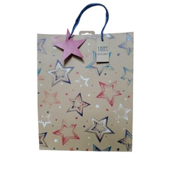 Gift Bag Stars Kraft Large