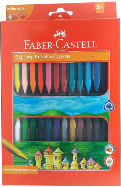 Faber Castell Grip Erasable Crayons - 12 Shades : Arts, Crafts  & Sewing