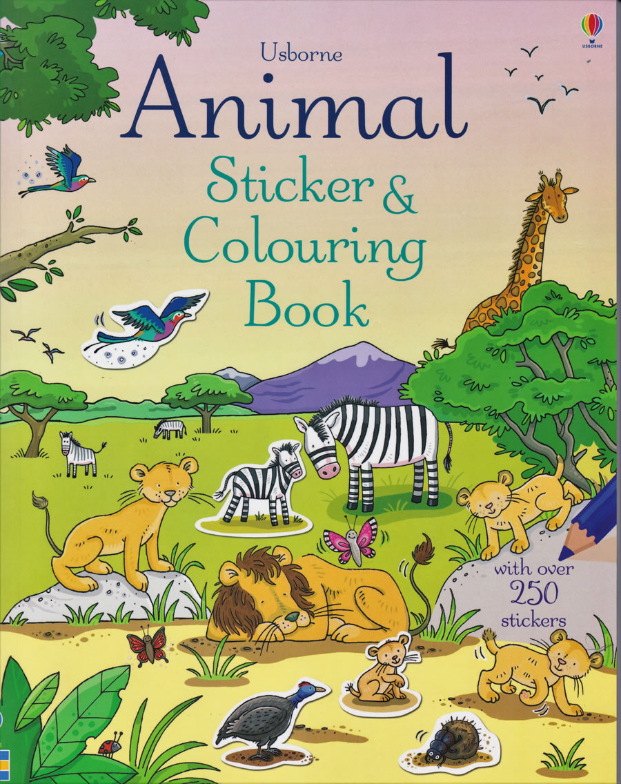 Usborne Animal Sticker Colouring Book Text Book Centre