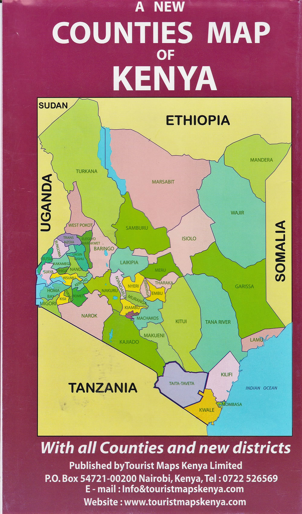 New Counties Map Of Kenya Tourist Maps Kenya Books Stationery Computers Laptops And More Buy Online And Get Free Delivery On Orders Above Ksh