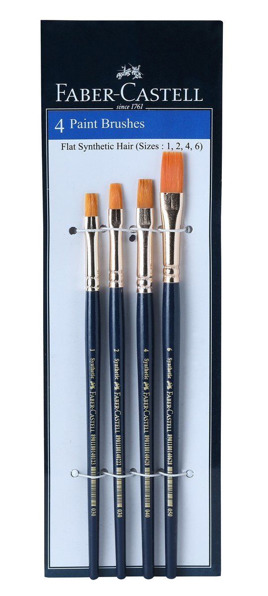 Faber Castell Brush Synthetic Hair Flat set 4 pieces Text Book